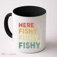 Funny Fishinggift Herefishy Bass Fish Dad Gift Coffee Mug thumb 0