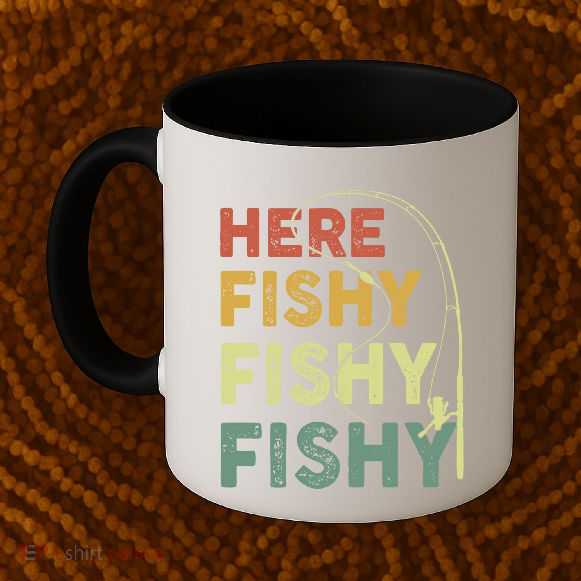 Funny Fishinggift Herefishy Bass Fish Dad Gift Coffee Mug