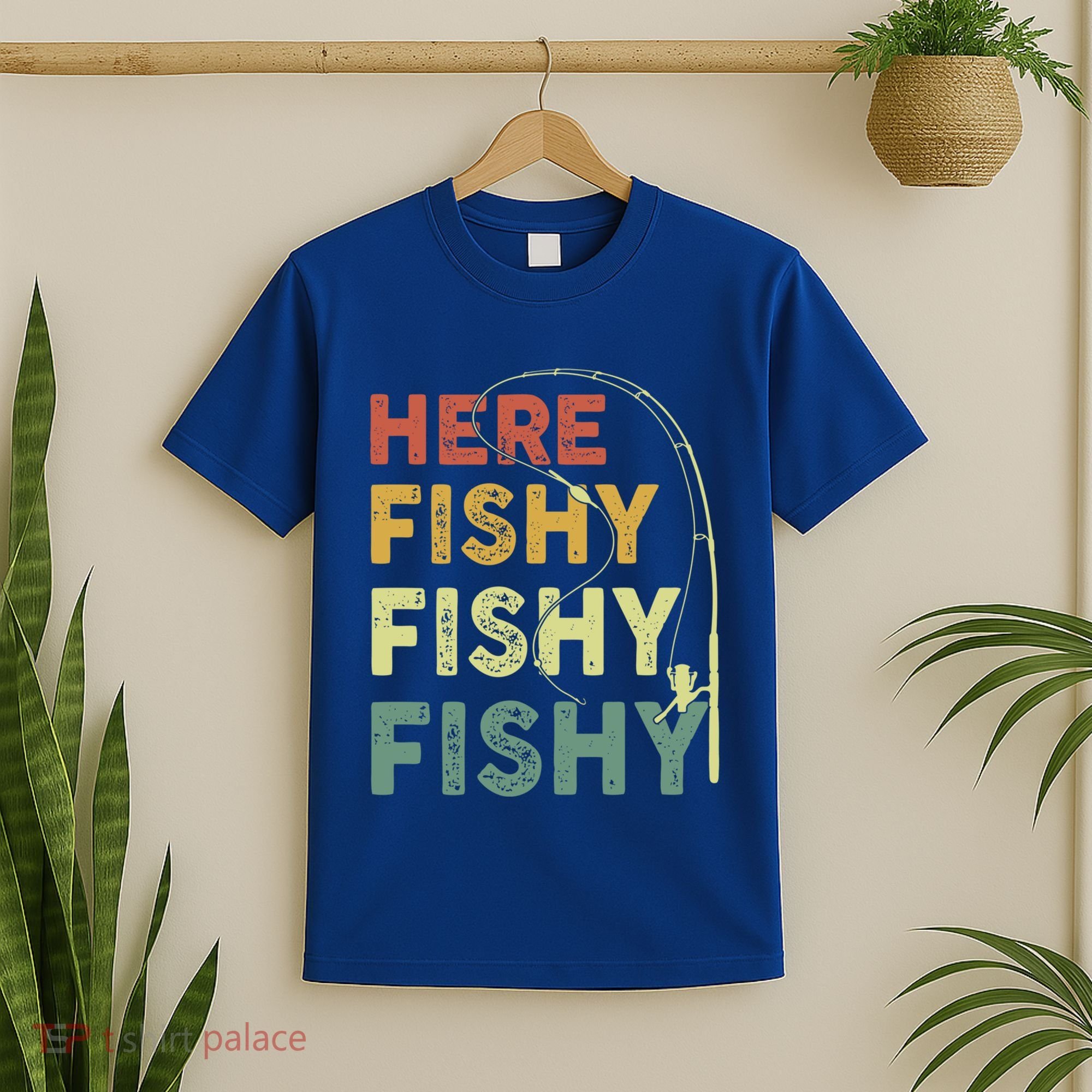 Funny Fishinggift Herefishy Bass Fish Dad Gift T-Shirt