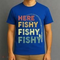 Funny Fishinggift Herefishy Bass Fish Dad Gift T-Shirt thumb 3