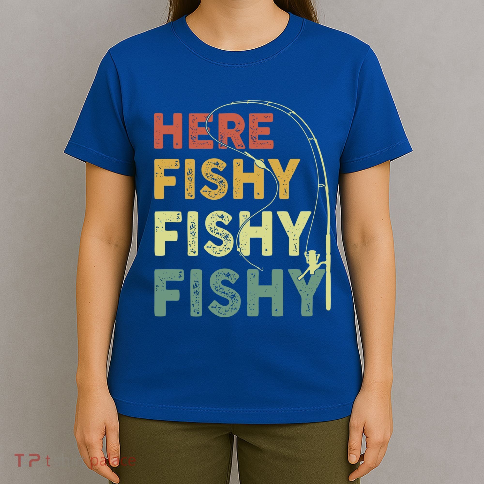 Funny Fishinggift Herefishy Bass Fish Dad Gift T-Shirt