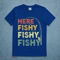 Funny Fishinggift Herefishy Bass Fish Dad Gift T-Shirt thumb 5
