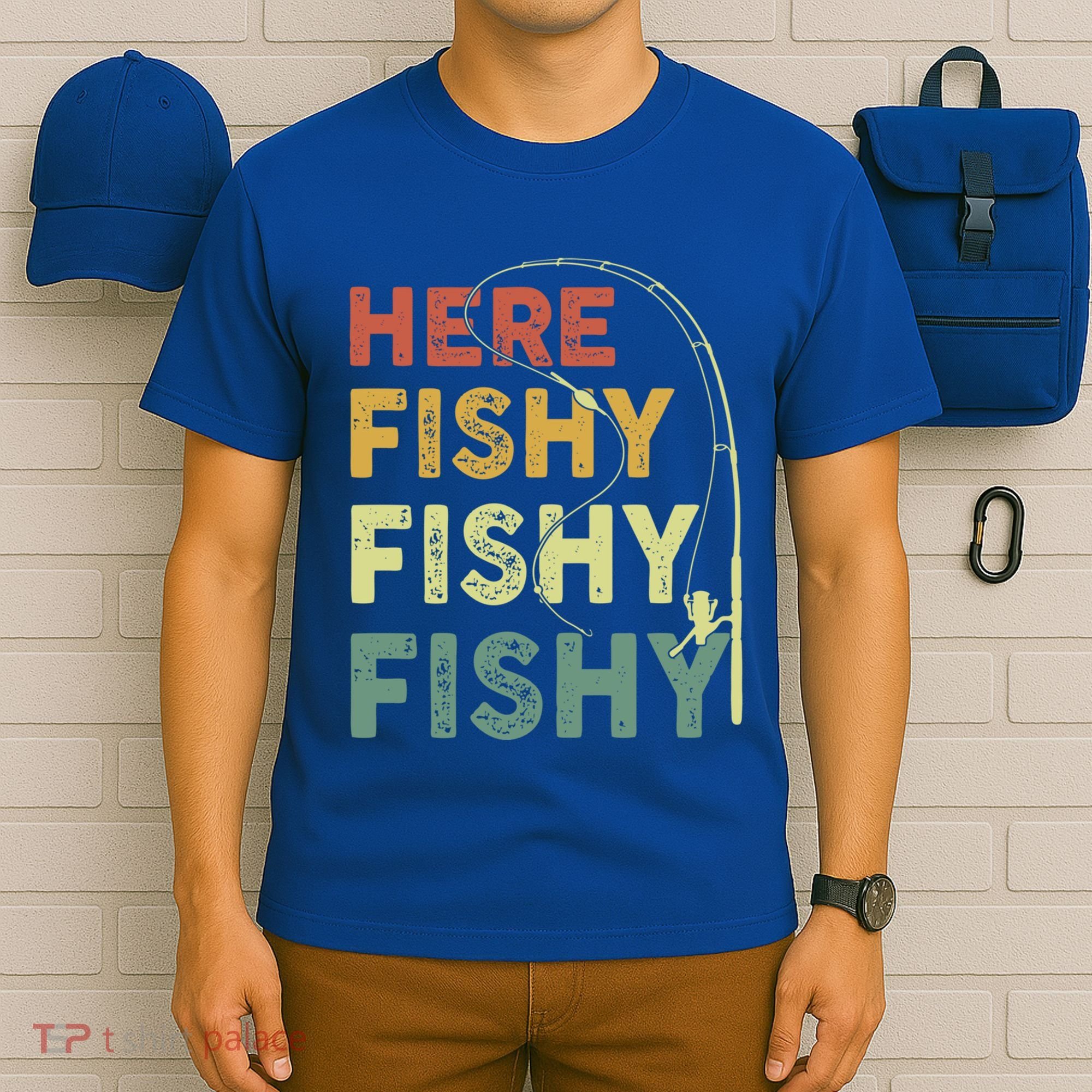 Funny Fishinggift Herefishy Bass Fish Dad Gift T-Shirt