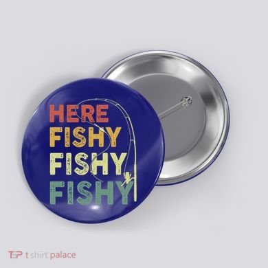 Funny Fishinggift Herefishy Bass Fish Dad Gift Button
