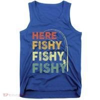 Funny Fishinggift Herefishy Bass Fish Dad Gift Tank Top thumb 0