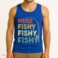 Funny Fishinggift Herefishy Bass Fish Dad Gift Tank Top thumb 3