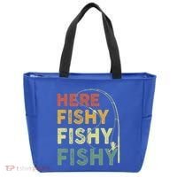 Funny Fishinggift Herefishy Bass Fish Dad Gift Tote Bag thumb 0