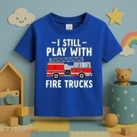 Funny Firefighter I Still Play With Fire Trucks Gift Toddler T-Shirt thumb 3