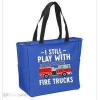 Funny Firefighter I Still Play With Fire Trucks Gift Tote Bag thumb 2