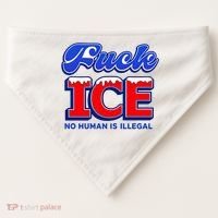 F!ck F Ice No Humman Is Illegal USA-Made Doggie Bandana thumb 0