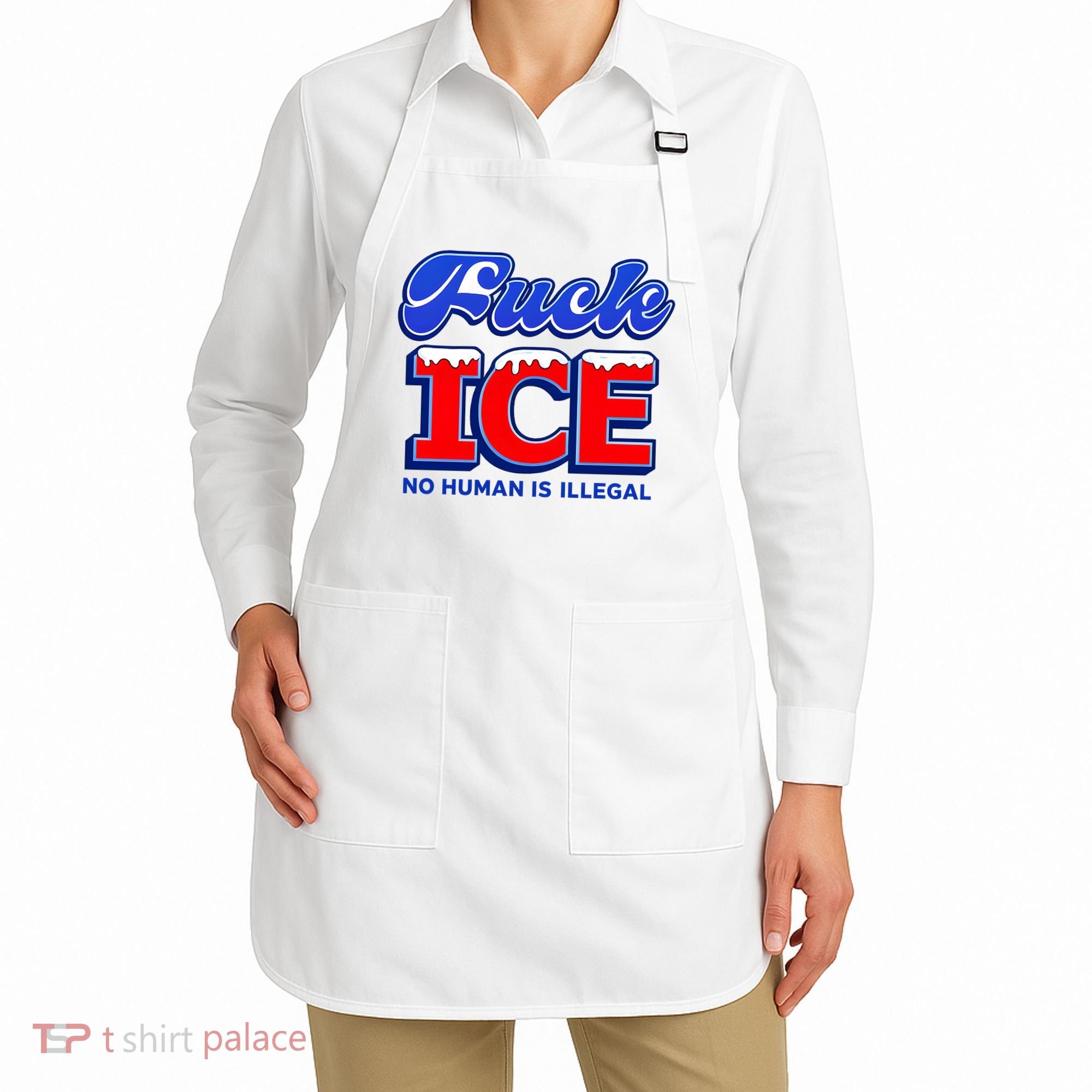 F!ck F Ice No Humman Is Illegal Apron
