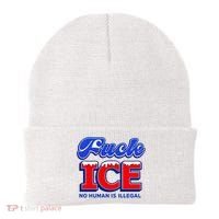 F!ck F Ice No Humman Is Illegal Beanie thumb 0