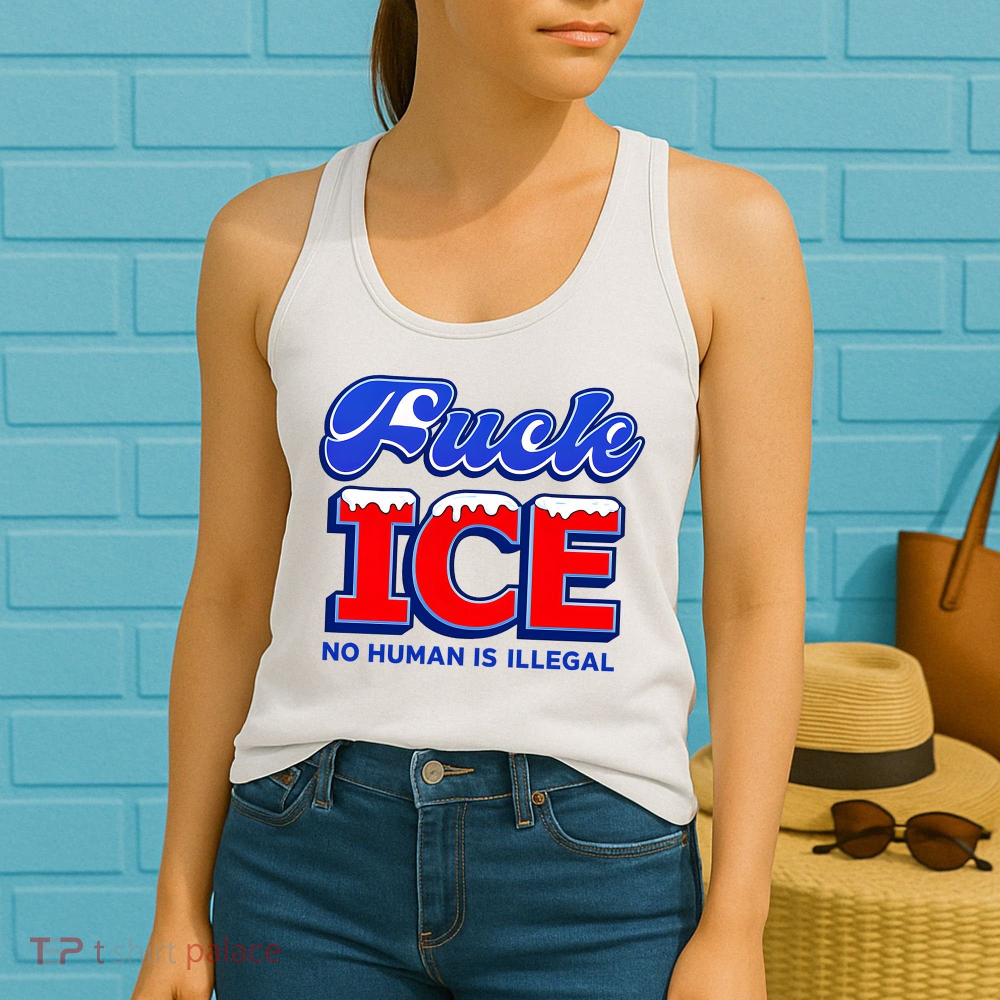 F!ck F Ice No Humman Is Illegal Women's Tank Top