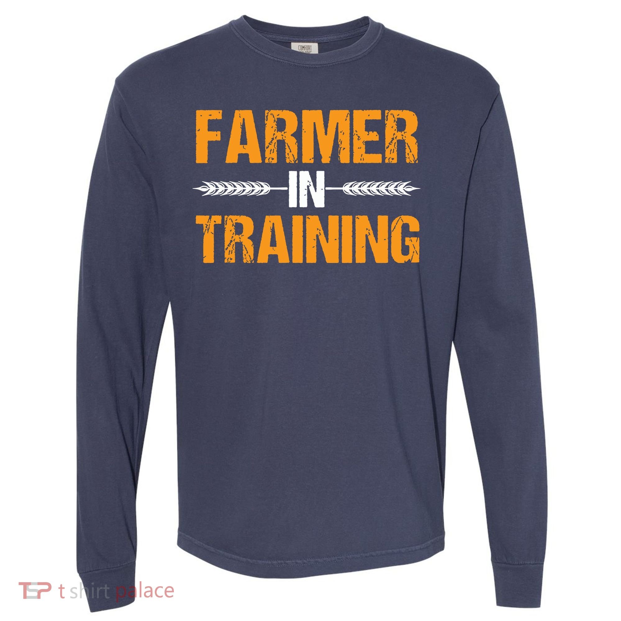 Funny Farmer In Training Apparel Farm Farming Comfort Colors Heavyweight Long Sleeve T-Shirt