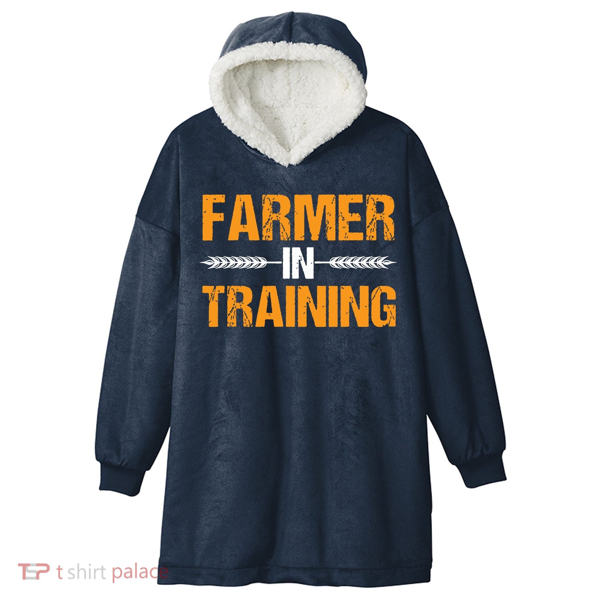 Funny Farmer In Training Apparel Farm Farming Hooded Wearable Blanket
