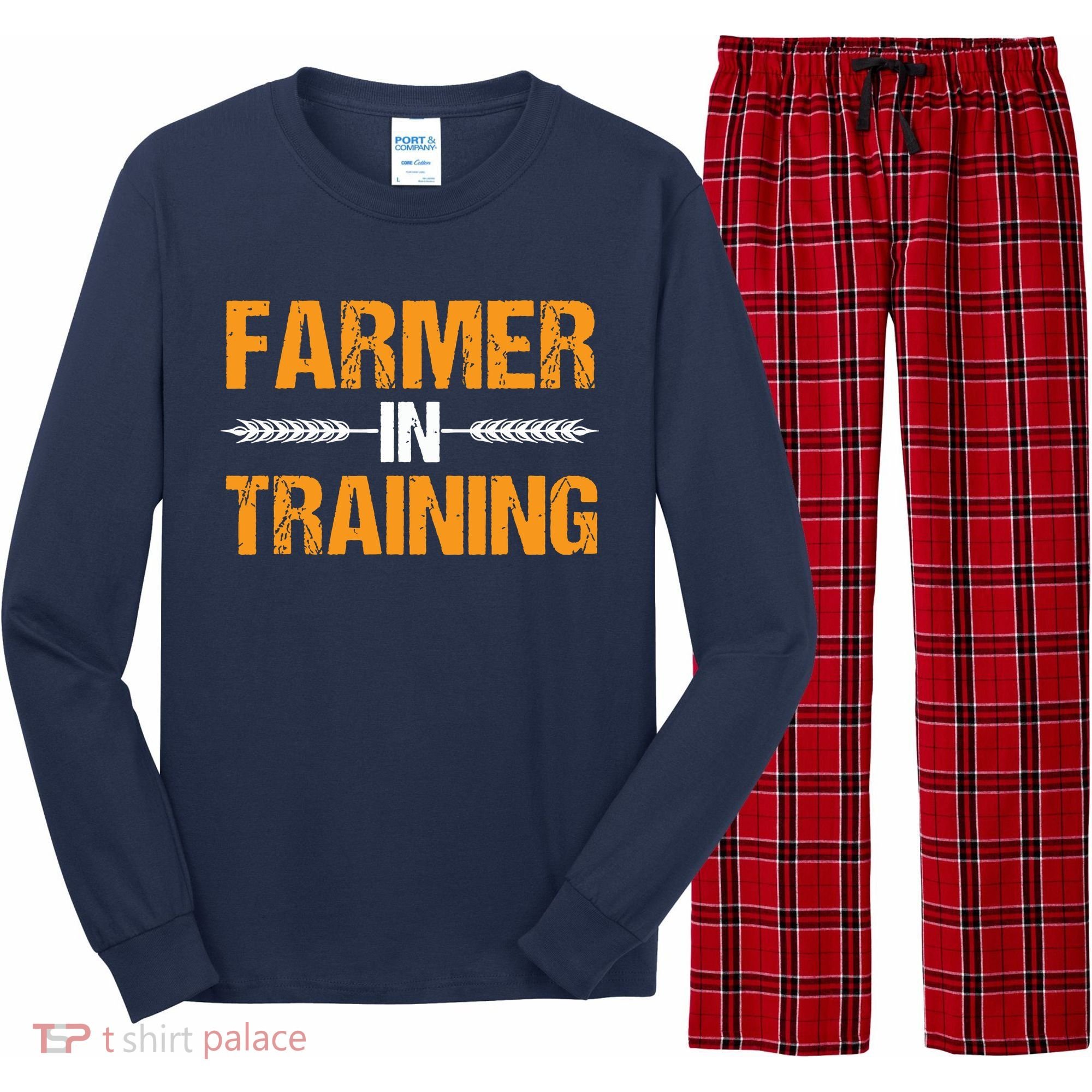 Funny Farmer In Training Apparel Farm Farming Long Sleeve Pajama Set