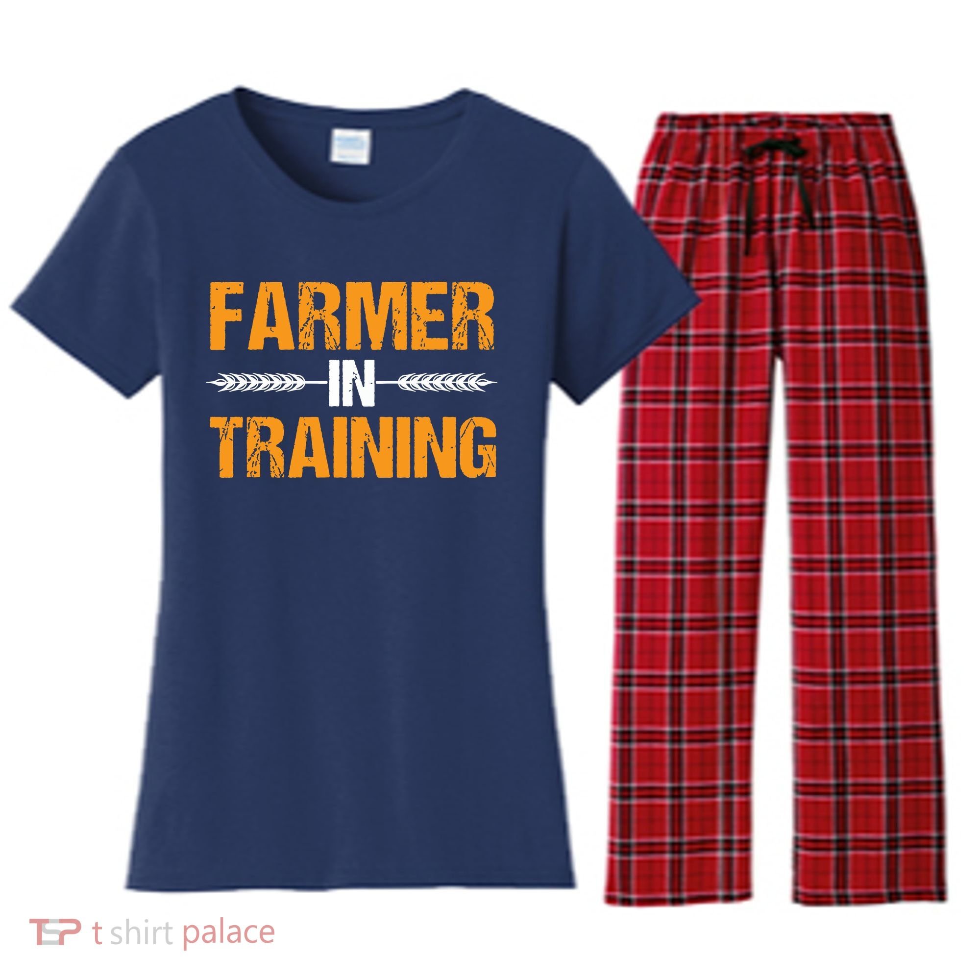 Funny Farmer In Training Apparel Farm Farming Women's Flannel Pajama Set