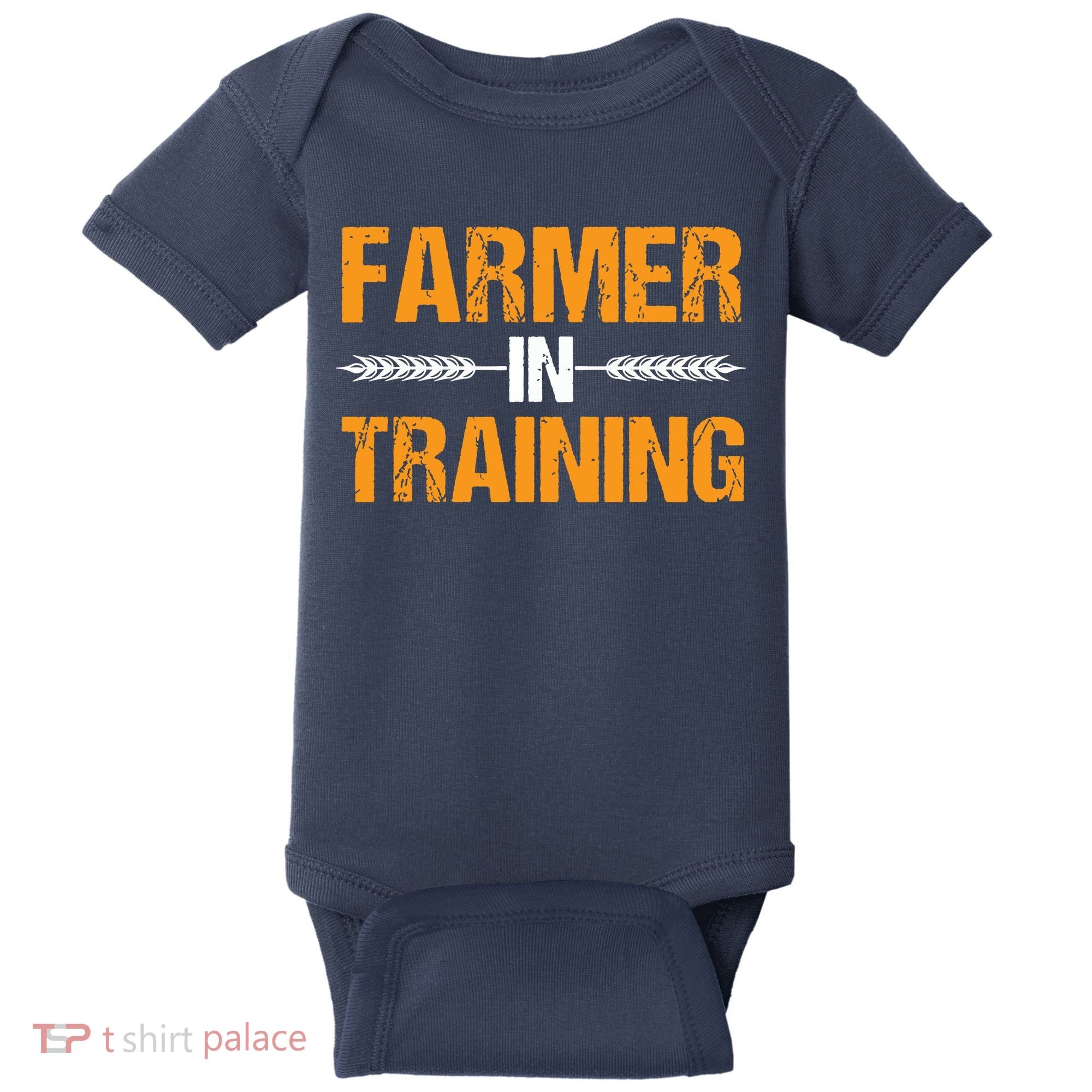 Funny Farmer In Training Apparel Farm Farming Baby Bodysuit