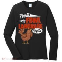 Funny Fluent In Fowl Language Chicken Lover Women's Long Sleeve Shirt thumb 0