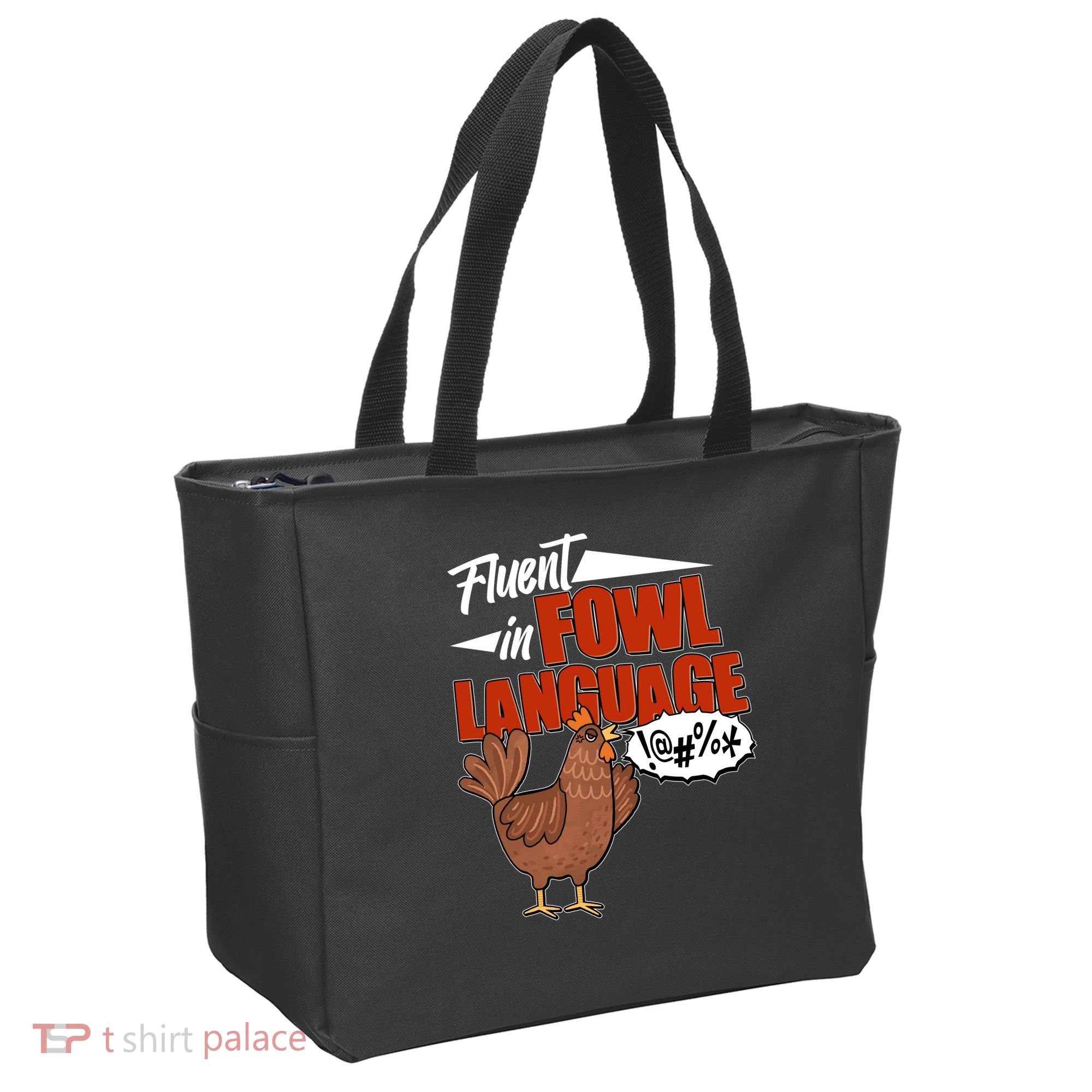 Funny Fluent In Fowl Language Chicken Lover Tote Bag
