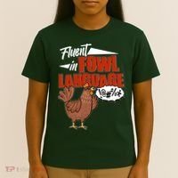 Funny Fluent In Fowl Language Chicken Lover T-Shirt thumb 4