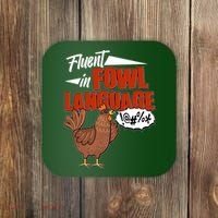 Funny Fluent In Fowl Language Chicken Lover Coaster thumb 0