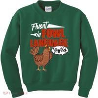 Funny Fluent In Fowl Language Chicken Lover Kids Sweatshirt thumb 0