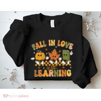 Funny Fall In Love With Learning Retro Pumpkin Thanksgiving Sweatshirt thumb 2