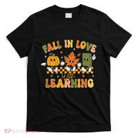 Funny Fall In Love With Learning Retro Pumpkin Thanksgiving T-Shirt thumb 0