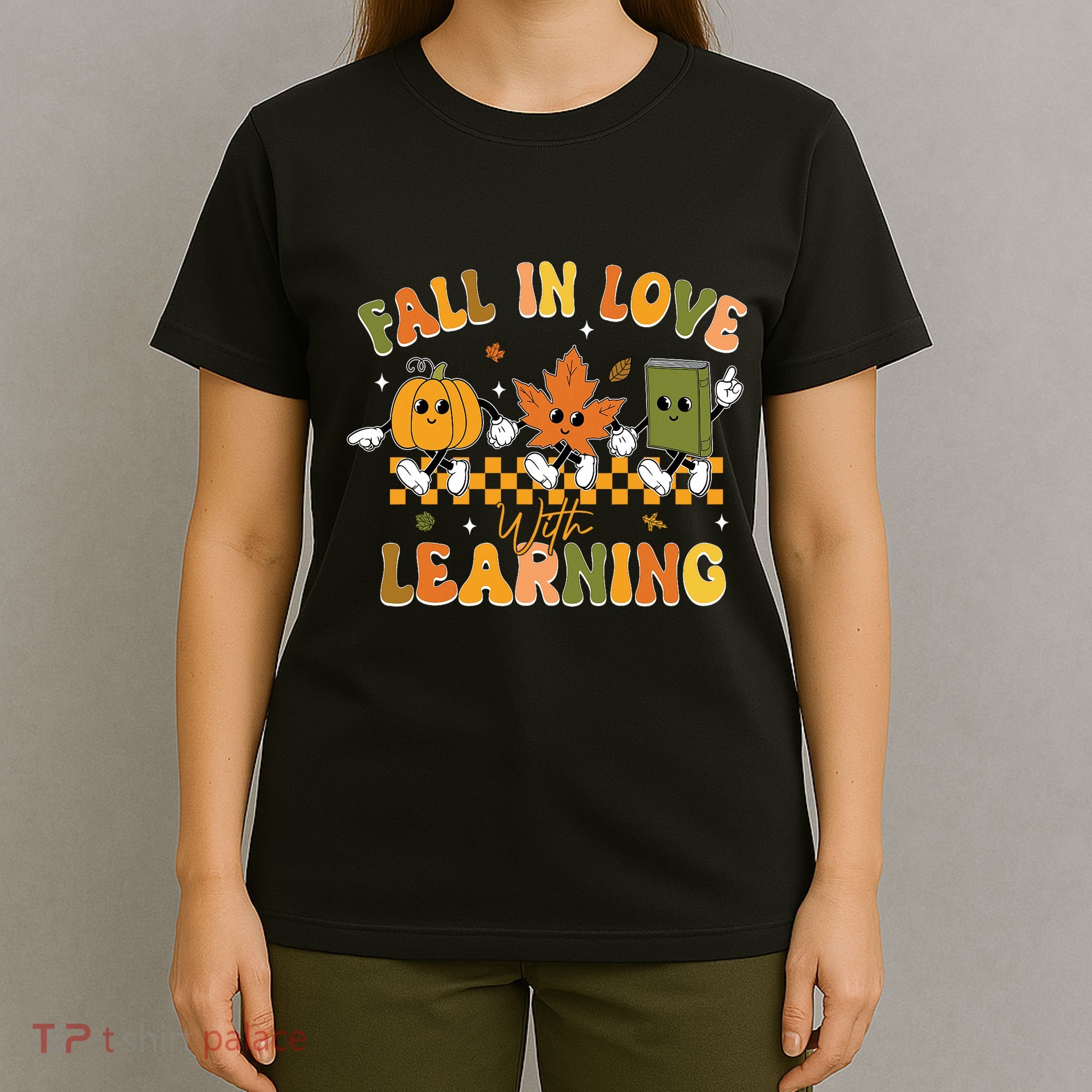 Funny Fall In Love With Learning Retro Pumpkin Thanksgiving T-Shirt