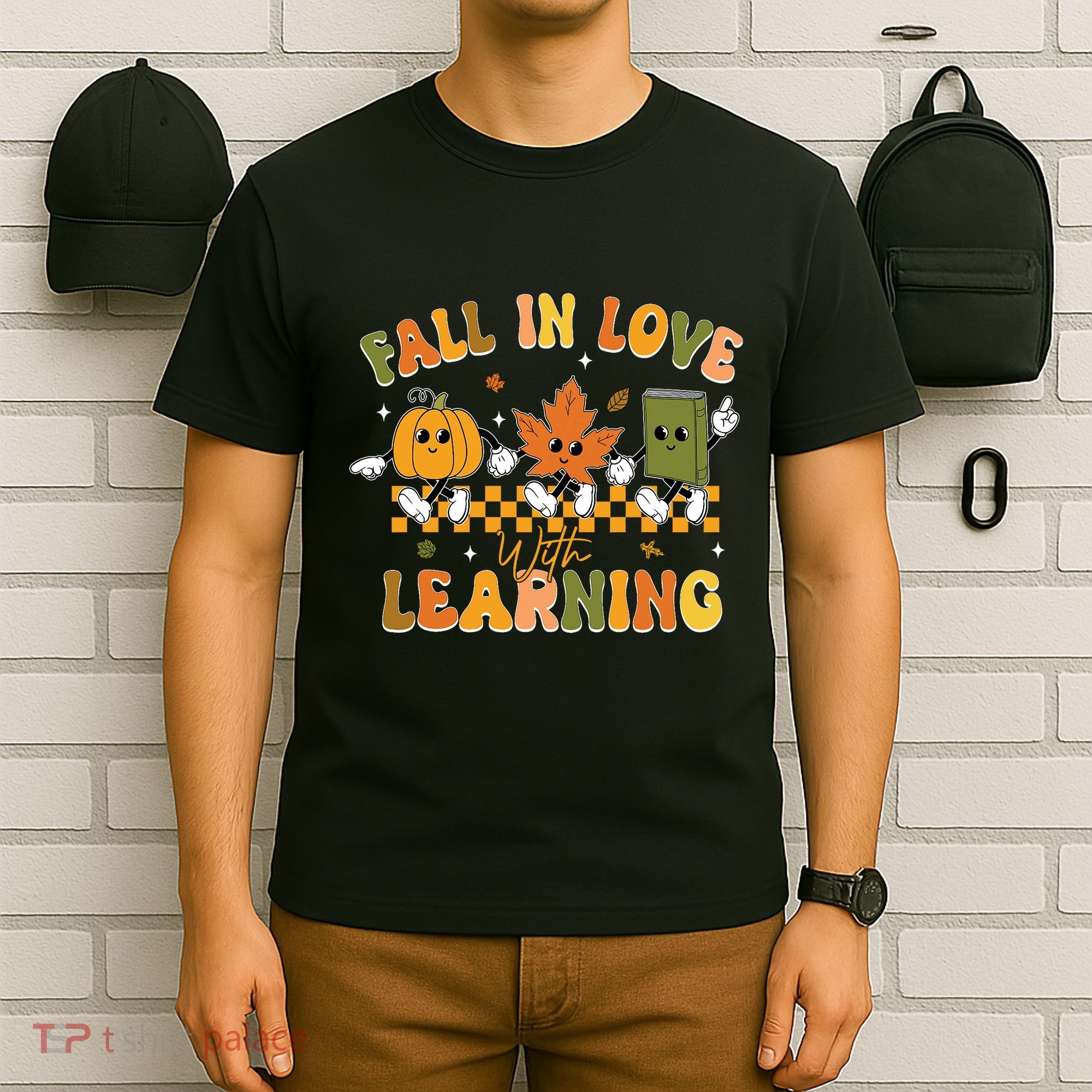 Funny Fall In Love With Learning Retro Pumpkin Thanksgiving T-Shirt