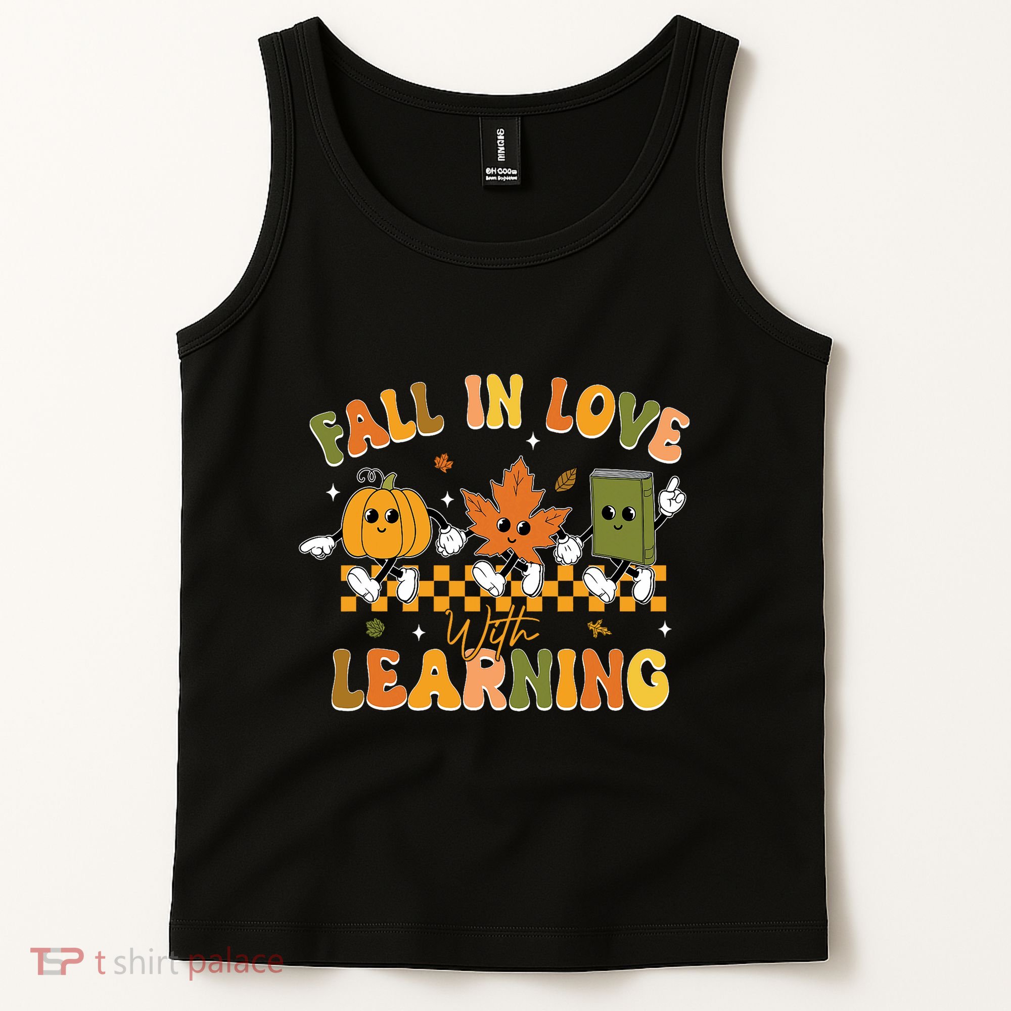 Funny Fall In Love With Learning Retro Pumpkin Thanksgiving Tank Top