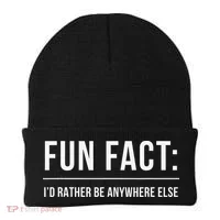 Fun Fact Id Rather Be Anywhere Else Funny Meme Beanie thumb 0