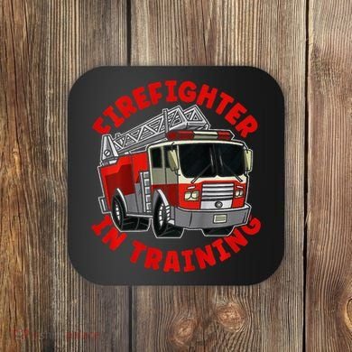 funny Firefighter In Training Fire Truck  Coaster