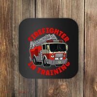 funny Firefighter In Training Fire Truck  Coaster thumb 0
