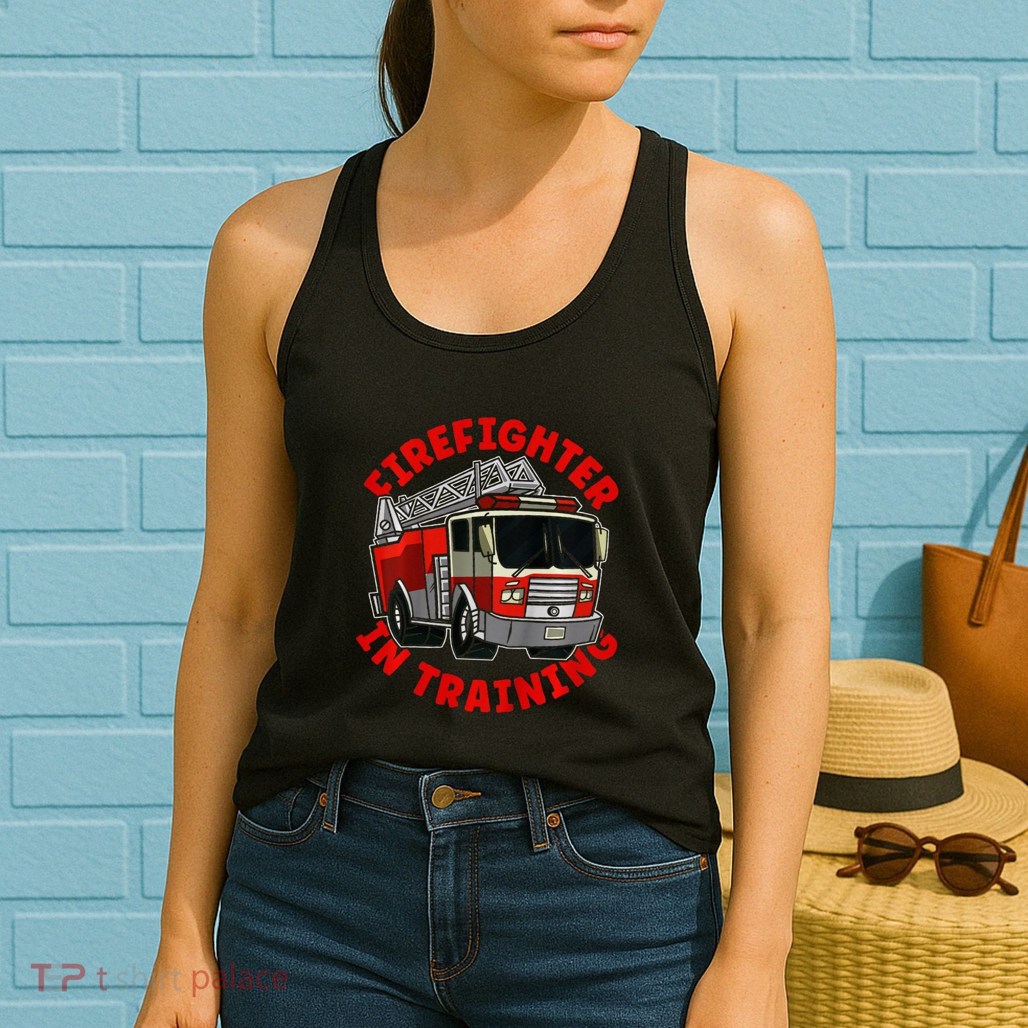 funny Firefighter In Training Fire Truck  Women's Tank Top