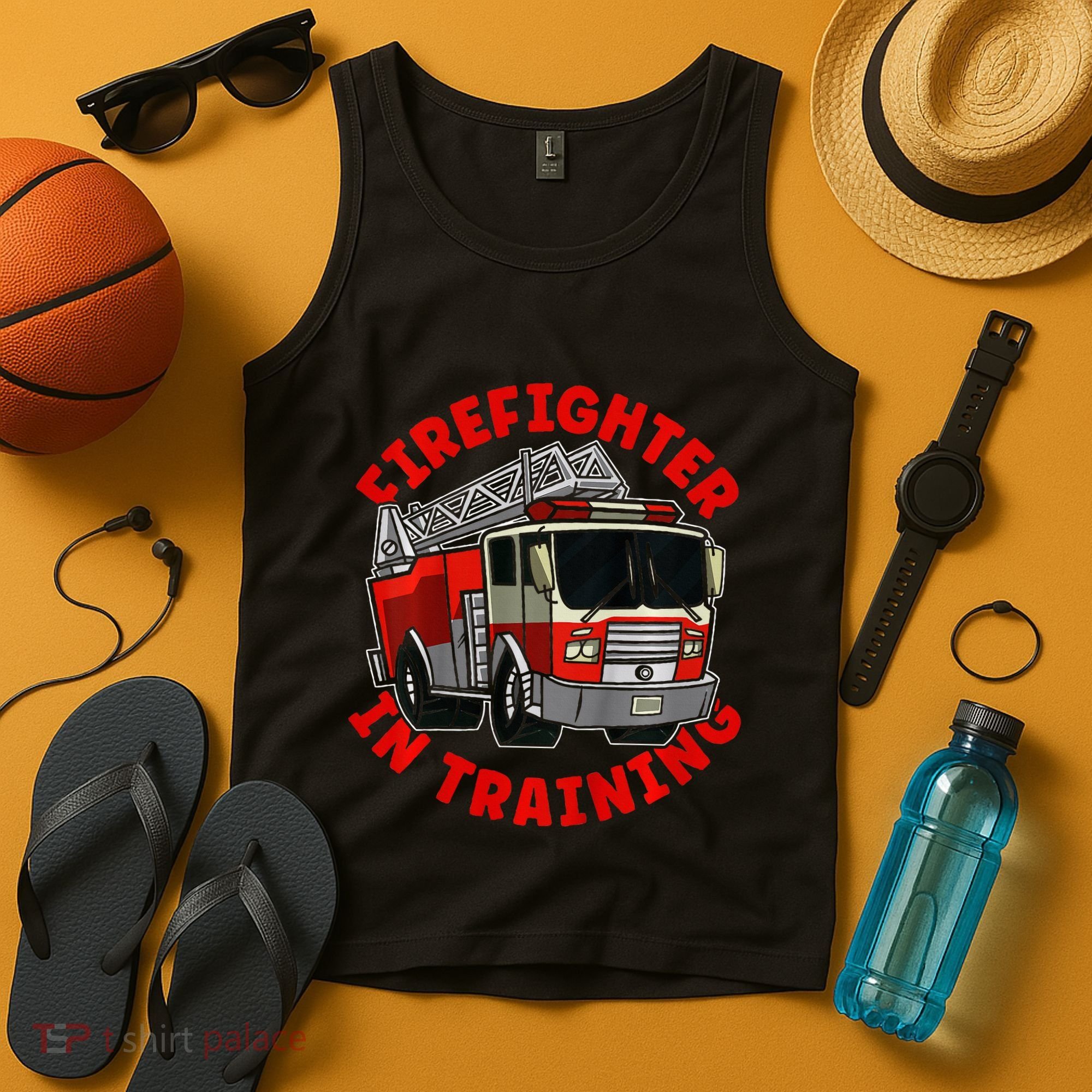 funny Firefighter In Training Fire Truck  Tank Top