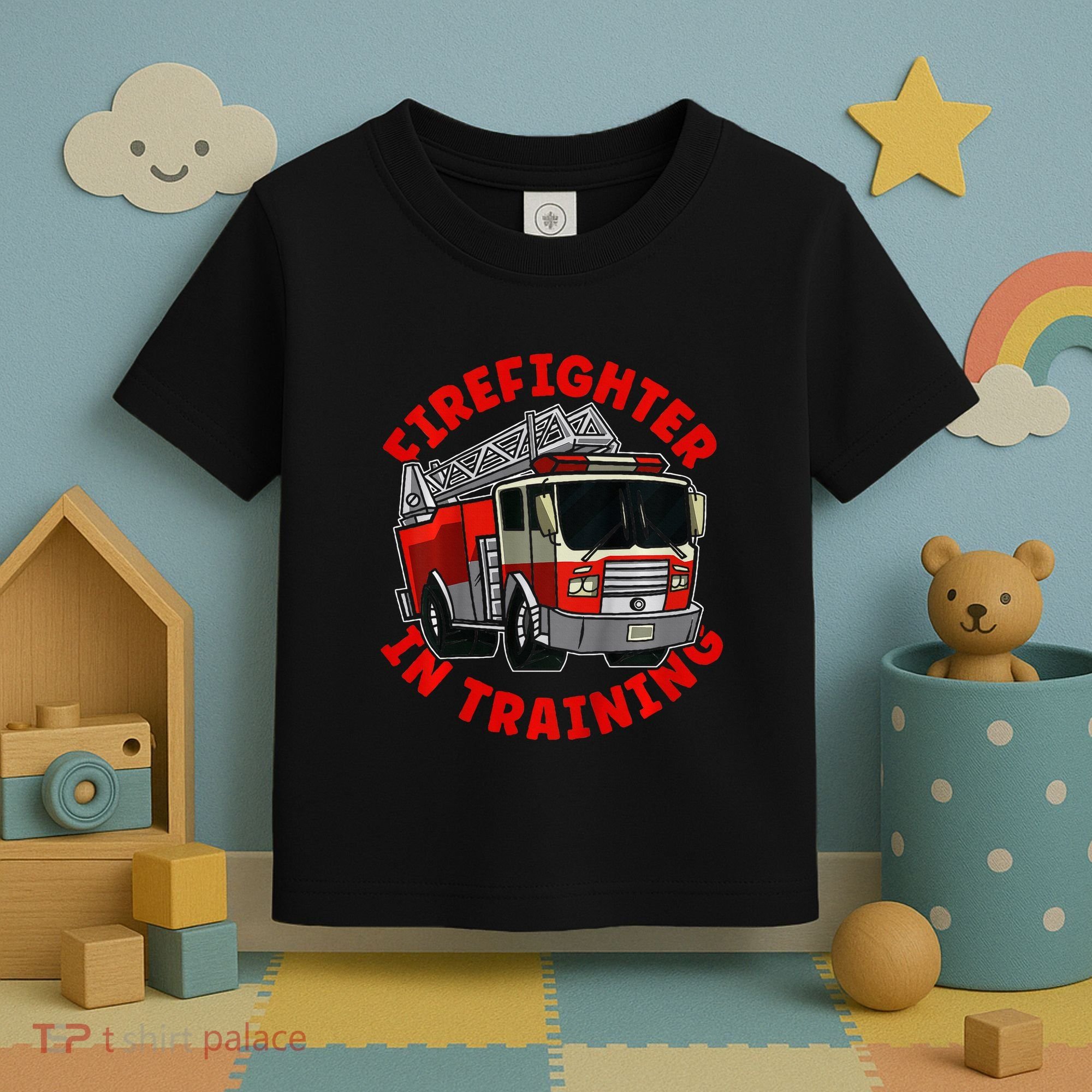 funny Firefighter In Training Fire Truck  Toddler T-Shirt