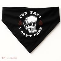 Fun Fact I Don't Care Funny Skeleton Sarcastic USA-Made Doggie Bandana thumb 0