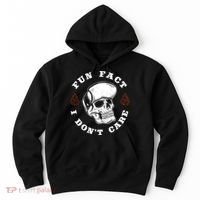 Fun Fact I Don't Care Funny Skeleton Sarcastic Hoodie thumb 0