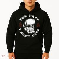 Fun Fact I Don't Care Funny Skeleton Sarcastic Hoodie thumb 2