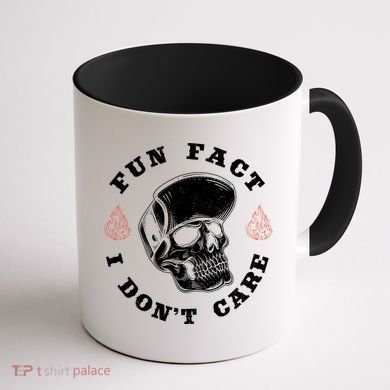 Fun Fact I Don't Care Funny Skeleton Sarcastic Coffee Mug back