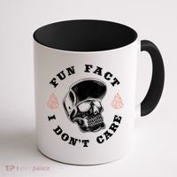 Fun Fact I Don't Care Funny Skeleton Sarcastic Coffee Mug thumb 1