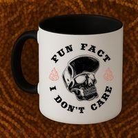 Fun Fact I Don't Care Funny Skeleton Sarcastic Coffee Mug thumb 2