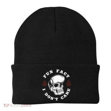 Fun Fact I Don't Care Funny Skeleton Sarcastic Beanie