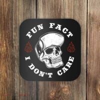 Fun Fact I Don't Care Funny Skeleton Sarcastic Coaster thumb 0