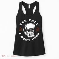 Fun Fact I Don't Care Funny Skeleton Sarcastic Women's Tank Top thumb 0