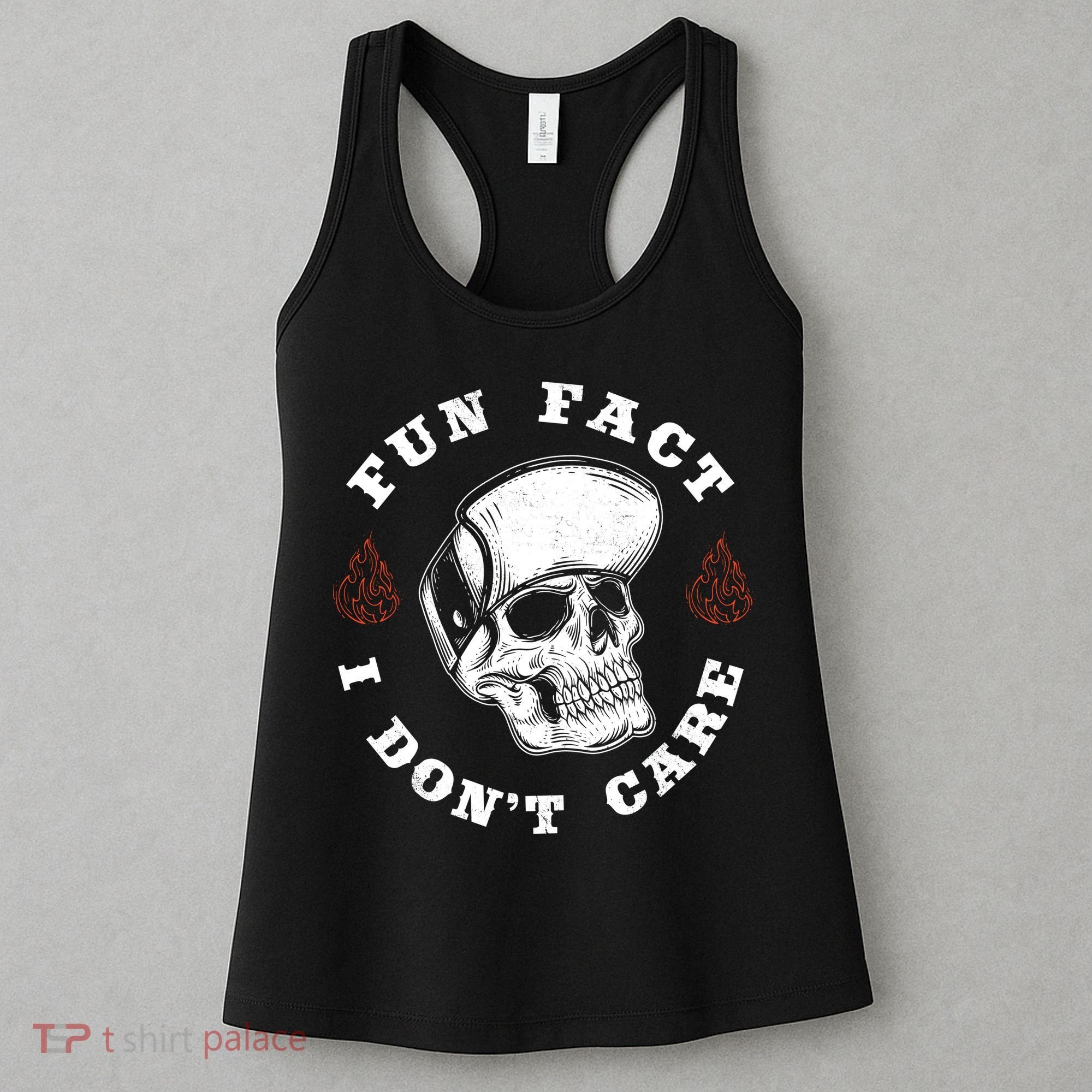 Fun Fact I Don't Care Funny Skeleton Sarcastic Women's Tank Top