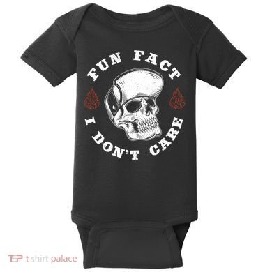 Fun Fact I Don't Care Funny Skeleton Sarcastic Baby Bodysuit