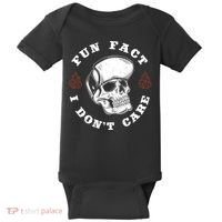Fun Fact I Don't Care Funny Skeleton Sarcastic Baby Bodysuit thumb 0